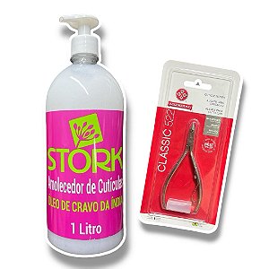 Kit Amolecedor de cutícula 1 litro Stork incluso alicate 522 Mundial