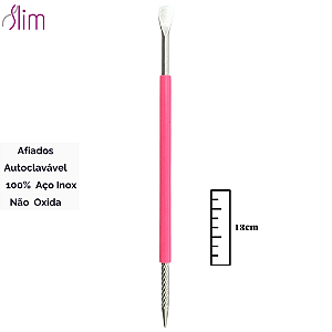 Espátula Mista emborrachada manicure Açox inox