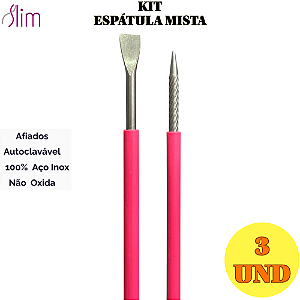 Kit 3 und Espátula Mista emborrachada manicure Açox inox