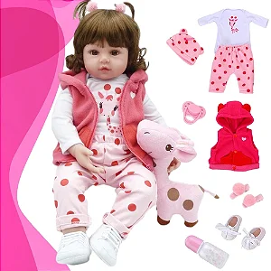 Boneca Bebê Tipo Reborn Loira Silicone Pode Banho 13 Itens