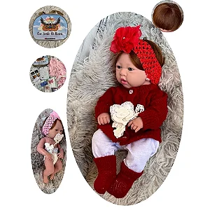 Bebe Reborn Boneca Anny vr corpo Silicone realista, cabelo Castanho. P/ Dar Banho)25 Itens, vai igual a foto