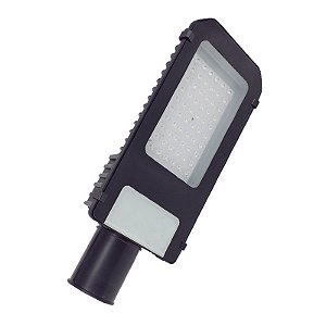 Luminária LED pública 50W preta SMD 6500K bivolt com INMETRO.