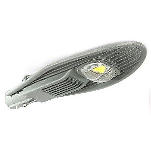 Luminária LED pública 50W cinza COB 6500k bivolt.