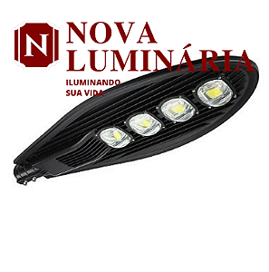 Luminária LED pública 200W preta COB 6500k bivolt IP66 Inmetro.