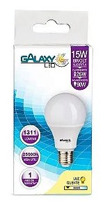 Lâmpada Led Bulbo A60 15W 3000K E27 Bivolt 1011R - Galaxy Led.