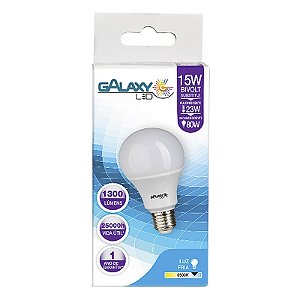 Lâmpada Led Bulbo A60 15W 6500K E27 Bivolt 1012R - Galaxy Led.