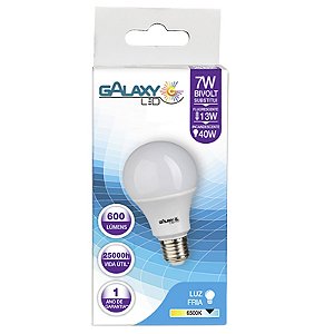 Lâmpada Led Bulbo A55 7W 6500K E27 Bivolt 1006R - Galaxy Led.