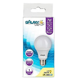 Lâmpada Led Bulbo A55 7W 3000K E27 Bivolt 1005R - Galaxy Led.