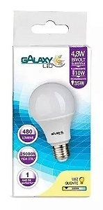 Lâmpada Led Bulbo A55 4,8W 3000K E27 Bivolt 1001R - Galaxy Led.