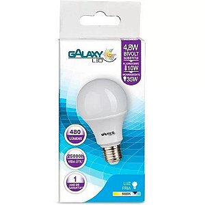 Lâmpada Led Bulbo A55 4,8W 6500K E27 Bivolt 1002R - Galaxy Led.