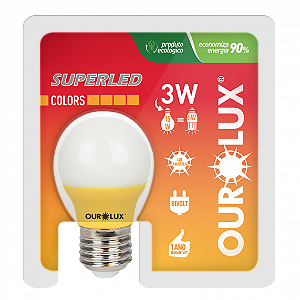 Lâmpada super led bolinha S30 3w bivolt amarelo ourolux.