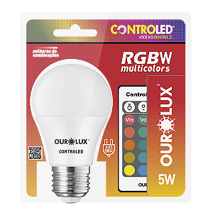 Lâmpada Inteligente Controled 5W RGBW Multicolors bivolt.