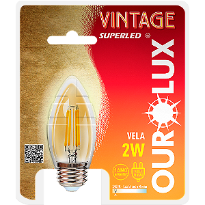 Lâmpada Filamento Led Vela 2W bivolt 2400K.