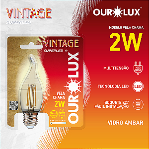 Lâmpada Filamento Superled Vela Chama 2W bivolt 2400K.