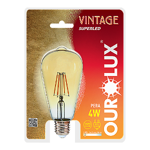 Filamento Superled Pera ST64 4W bivolt 2400K.