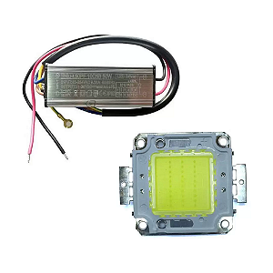 Chip 50W Branco Frio 6500K + Driver Reator 1500mA LED COB Reparo Refletor.