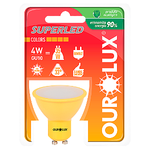 Lâmpada Superled GU10 4W Bivolt 33º Amarela IP66.