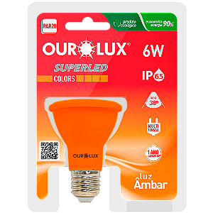 Lâmpada Superled PAR20 6W IP65 38° Âmbar IP65.