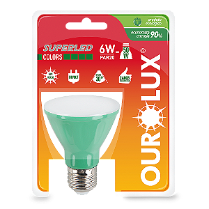 Lâmpada Superled PAR20 6W bivolt 30º Verde IP66.