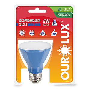 Lâmpada Superled PAR20 6W bivolt 30º Azul IP66.