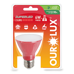 Lâmpada Superled PAR20 6W bivolt 30º Vermelho IP66.