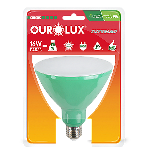 Lâmpada Superled PAR38 16W bivolt 30º Verde IP66.
