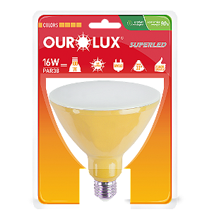 Lâmpada Superled PAR38 16W bivolt 30º Amarelo IP66.