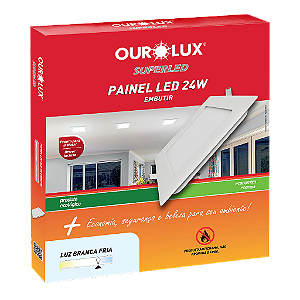 Plafon Superled Embutir 24W bivolt 6500K Quadrado 30cm x 30cm.