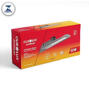 Luminária Pública LED 50W IP66 bivolt 4000K base rele com INMETRO.