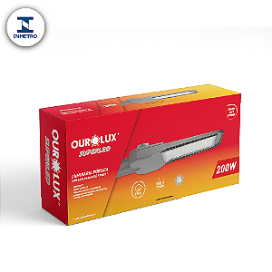 Luminária Pública LED 200W IP66 bivolt 4000K base rele com INMETRO.