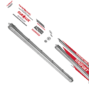 Luminária Hermética Ourofort IP65 LED 1X18W para T5 e T8.