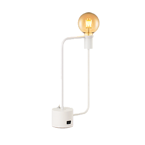 Luminária de mesa Aramis com entrada USB 40X21cm aço branco fosco.