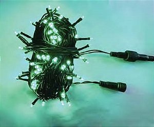 Pisca de Natal 100 Leds Verde 8 Funções fio verde conector macho e fêmea 10 Metros 220V.