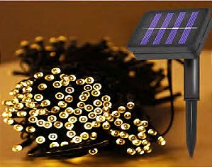 Pisca 100 LEDS Branco Quente Solar 10 metros IP65 Externo.