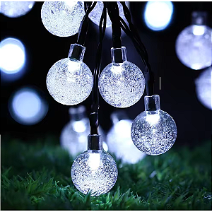 Pisca bola cristal 30 LEDS Branco Frio 8 funções IP65 externo 6,5 metros.