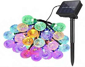 Pisca bola cristal 30 LEDS Colorido 8 funções IP65 externo 6,5 metros.