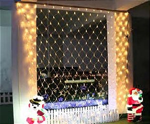 Rede de Natal sequencial com 320 LEDS branco quente 8 funções 2,4m x 1,8m 127V.