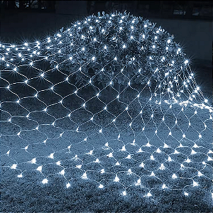 Rede de Natal sequencial com 144 LEDS e fio branco 8 funções 1,5m x 1,3m bivolt.