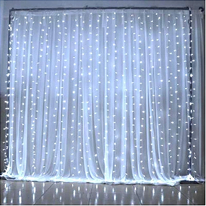 Cortina com 300 LEDs Branco frio 3mx2m 8 funções 127V.