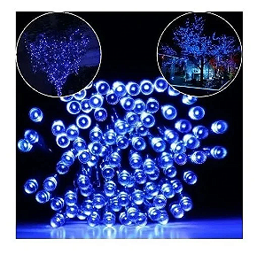 Cortina com 320 LEDs Azul 6mx0,8m 8 funções bivolt uso externo IP44.
