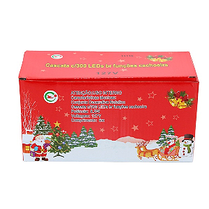 Cascata com 300 LEDs Branco frio 6mx0,72m funções Cachoeira 220V.