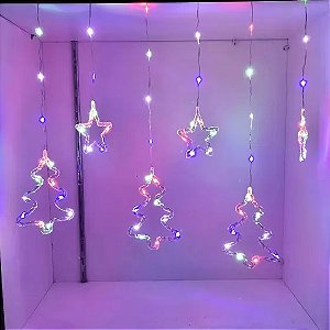 Cascata com 115 LEDs 8 Colorido e 8 branco quente Árvore com estrela 2,5 metros bivolt.