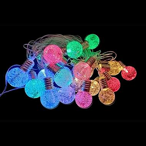 Cordão 20 LEDs bolinhas sortidas 8 funções bivolt.