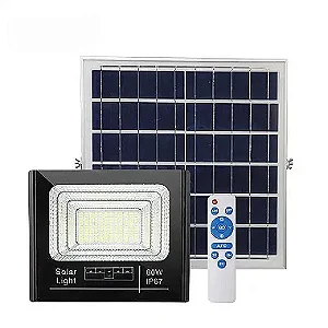 Refletor LED solar com controle 60w auto recarregável 6500K IP67.