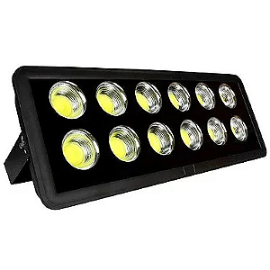 Refletor holofote LED Ultra COB preto 600w 6500K branco frio IP66.