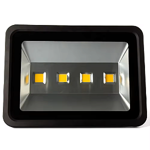 Refletor Preto LED COB 200W 3000K branco quente IP66 bivolt.