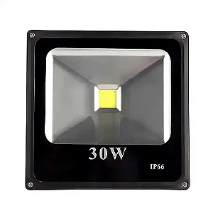 Refletor Preto LED COB 30W 6500K branco frio IP66 bivolt.