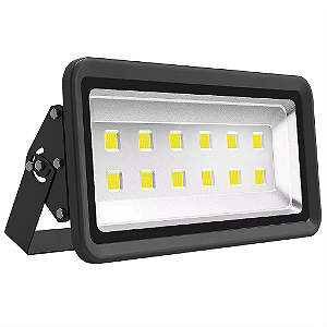 Refletor LED COB 600W Preto 3000K branco quente IP66 bivolt.