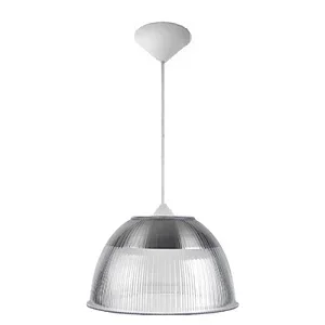 Luminária prismática pendente 12 polegadas cabo PP branco E-27.