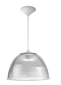 Luminária prismática pendente 12 polegadas cabo PP branco E-27.